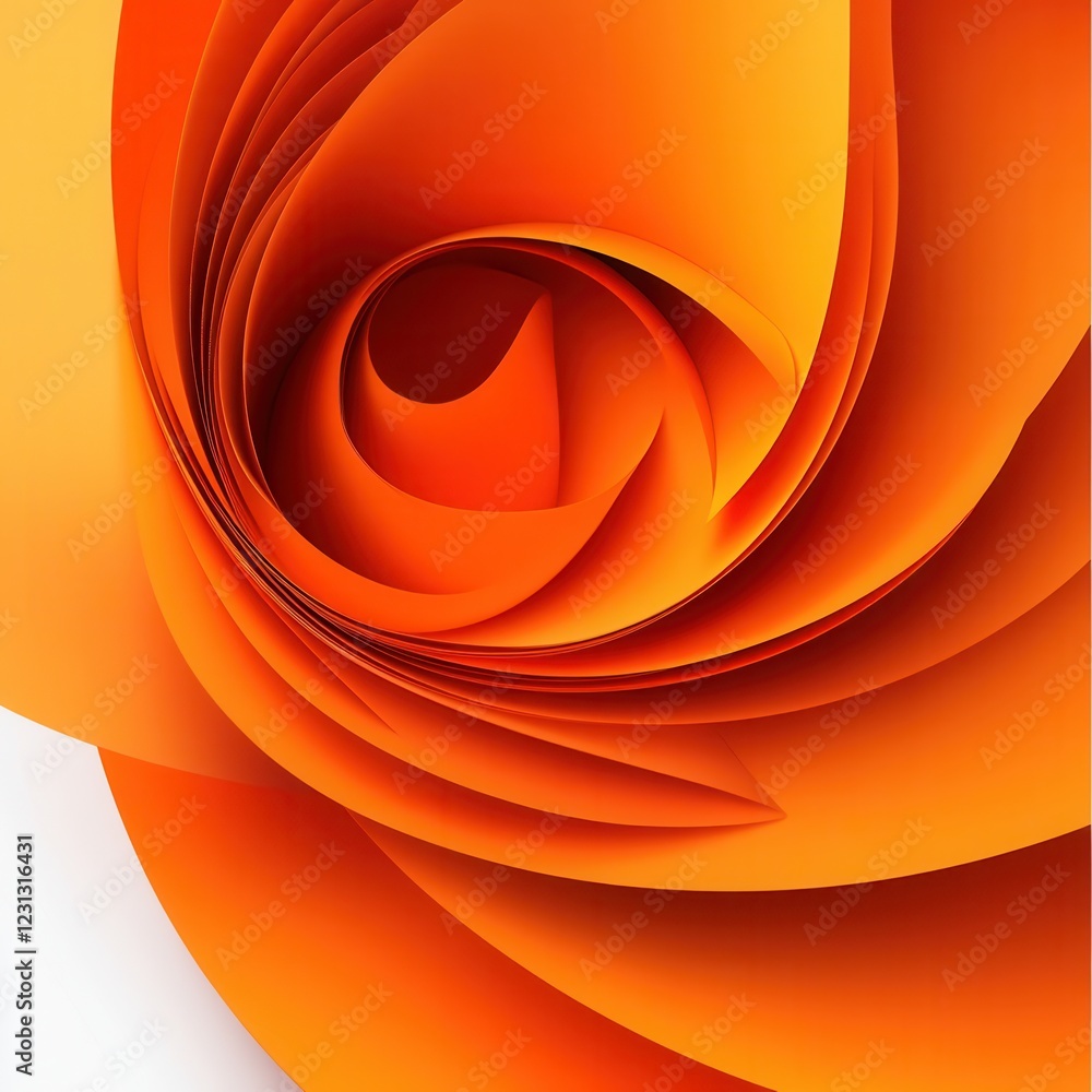 Poster vibrant orange abstract swirl, layered design with depth, perfect for creative projects, transparent