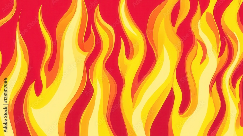 Aufkleber bold flame patterns in vibrant red and yellow gradients, ideal for dynamic backgrounds or graphic de