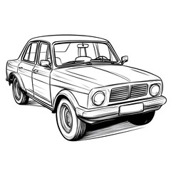 Fototapeta premium Minimalist Outlined Vehicle Drawing for Kids Coloring Book or Design