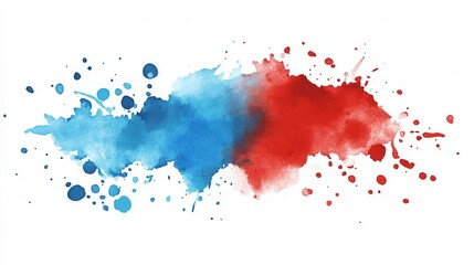 Vibrant Red and Blue Paint Splashes, Dynamic abstract art, Energetic design elements, Ideal for digital projects, Transparent background