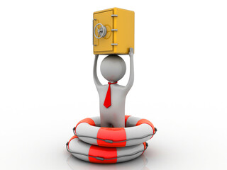 3d rendering business leadership holding locker
