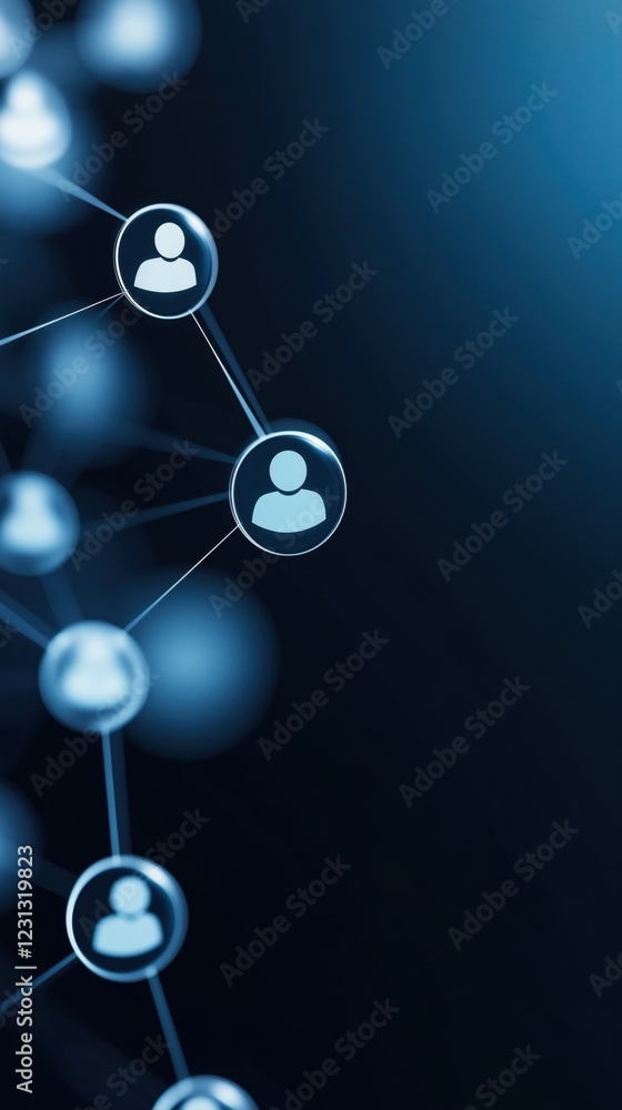 Poster a network of user icons connected by lines, symbolizing social connections and digital communication