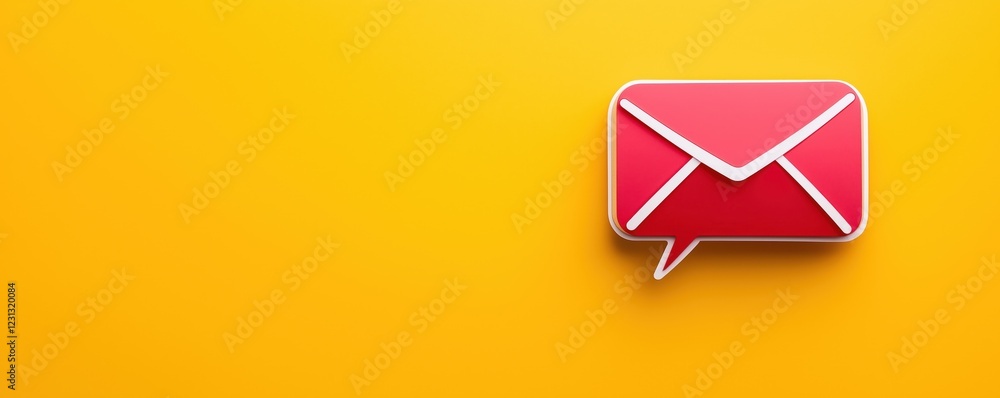 Poster a vibrant yellow background features a red envelope icon with a speech bubble, symbolizing messaging