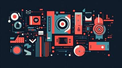 Obraz premium Abstract geometric shapes and lines design. Futuristic circuit board style. Background technology concept. Suitable for product presentation