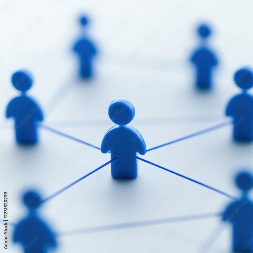 Poster a visual representation of social connectivity, featuring blue figures connected by lines, symbolizi