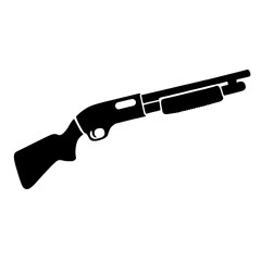 Shotgun Silhouette: A stark black silhouette of a pump-action shotgun, capturing its powerful and iconic design.  