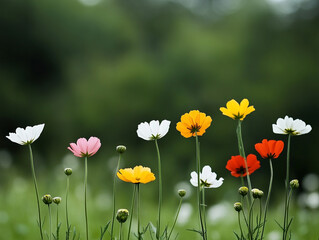 Fototapeta premium Colorful flowers blooming in a lush garden during spring