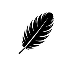 Fototapeta premium Single Black Feather: A minimalist graphic featuring a single black feather, isolated against a transparent background. The feather's delicate details are rendered with a simple yet elegant style.