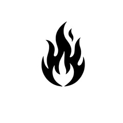 Fiery Passion: A stylized black flame icon, symbolizing energy, passion, and intensity, perfect for graphic design, web design, and branding. 