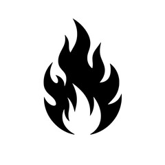 Fiery Abstract Flame: An abstract illustration of a flame, rendered in bold black against a clean background, embodies heat, passion, energy, and intensity.
