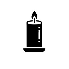 Lit Candle on Holder: A simple yet elegant illustration of a single lit candle sitting on a holder.  The design is clean, minimalist, and versatile, perfect for various applications.