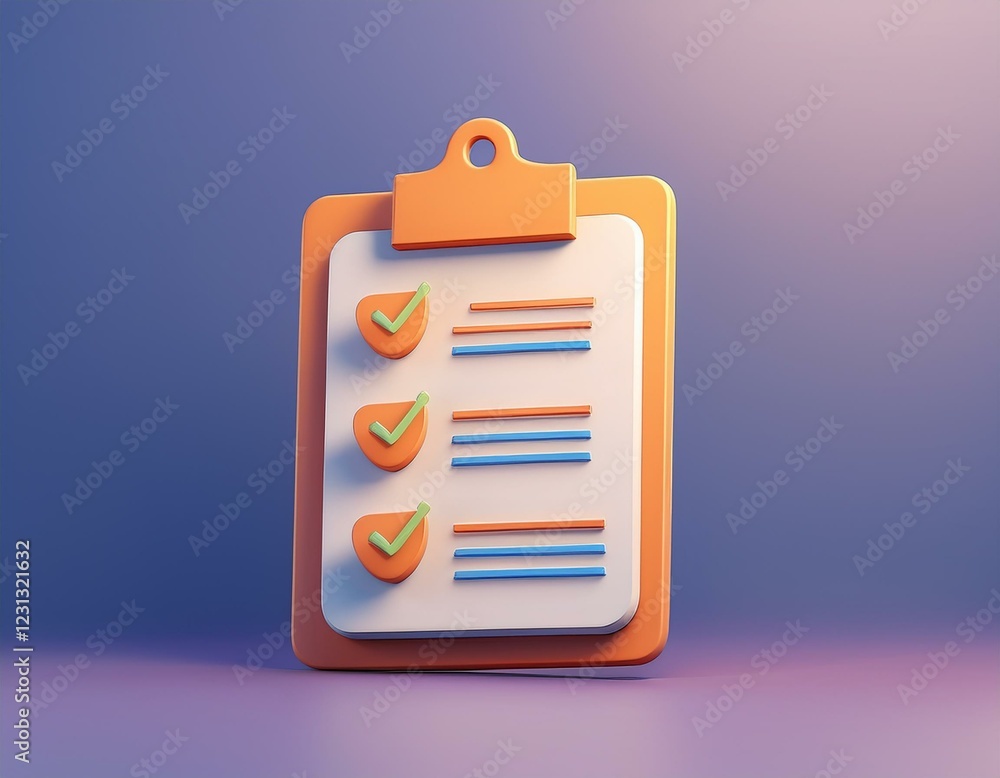 Poster clipboard with checklist. 3d paper clipboard task management todo check list, fast work on project p
