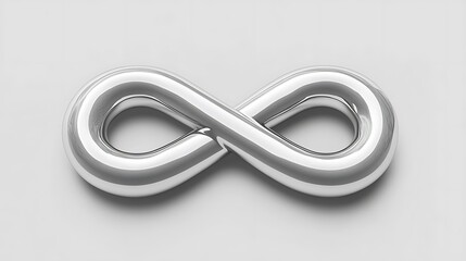 Fototapeta premium Infinity symbol, glossy, metallic, 3D model, on a plain background. Possible use Illustration for design, web design