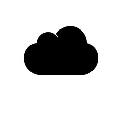 Simple Cloud Icon: A minimalist black silhouette of a cloud, perfect for website design, mobile apps, and presentations.  It's a universal symbol of storage, technology, and weather.  