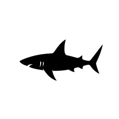 Naklejka premium Shark Silhouette: A powerful and striking silhouette of a shark, its sleek form and sharp teeth a testament to its strength and agility.