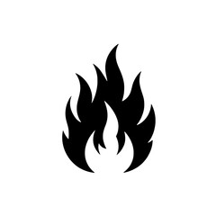 Fiery Icon: A bold, black silhouette of a stylized flame, ideal for representing passion, energy, or intensity.  The design is simple, yet powerful. 