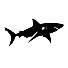 Shark Silhouette: A bold, graphic silhouette of a shark in black,  illustrating the power and presence of this magnificent creature.  The sharp lines and detailed fins create a striking visual.