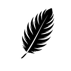 Obraz premium Black Feather Silhouette: Elegant silhouette of a single feather, detailed and defined against a clean background. Perfect for design projects requiring a touch of natural sophistication.