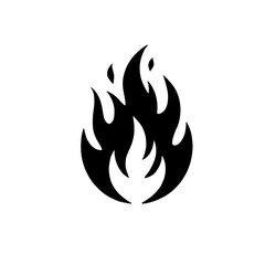 Fiery Icon: A bold, graphic illustration of a single, fiery flame, rendered in solid black against a stark, minimalist background.  