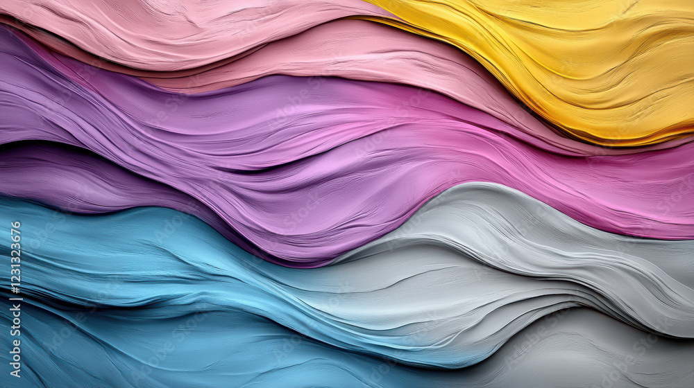 Poster textured waves of colorful paint create vibrant abstract design