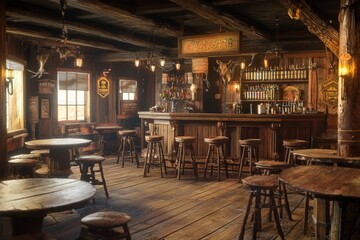 Wild west saloon interior one of the western part of the United States