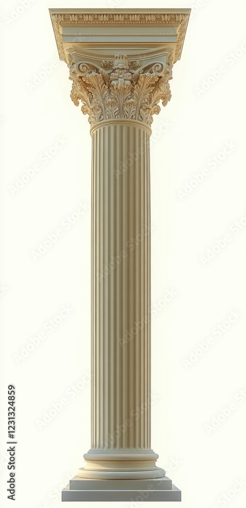 Poster ivory corinthian column with arched window in neoclassical architecture
