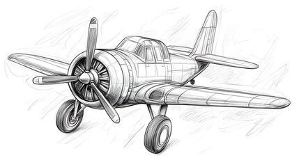 Vintage Airplane Outline Drawing for Educational and Decorative Purposes