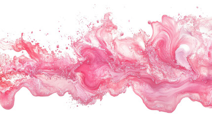 Obraz premium Pink liquid splashing and mixing with white paint on transparent background