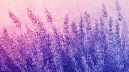 Vibrant hand-drawn lavender flowers with colorful gradient transitions, seamless design on a transparent background, ideal for digital projects