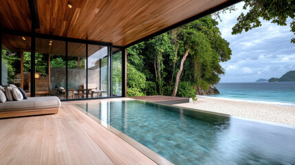Luxurious beachfront villa with stunning ocean views and modern design