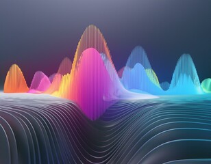 3D sound wave icon. Audio Play Bar, radio sounds, audio level lines. equalizer wave. 