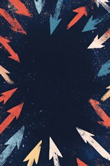 Vibrant Abstract Arrow Pattern with Bold Colors and Dynamic Composition