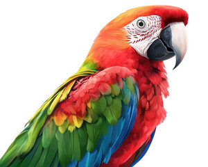 Obraz premium Vibrant macaw with colorful feathers, showcasing red, green, and blue hues, perched gracefully. This stunning bird symbolizes beauty and nature diversity