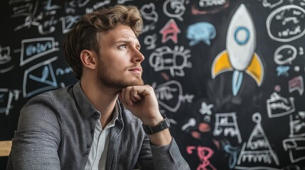 Stylish Businessman Deep in Thought About Innovative Strategies