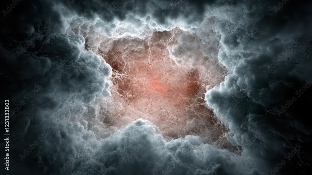 Aufkleber dramatic view of pulsating mass of clouds with glowing center
