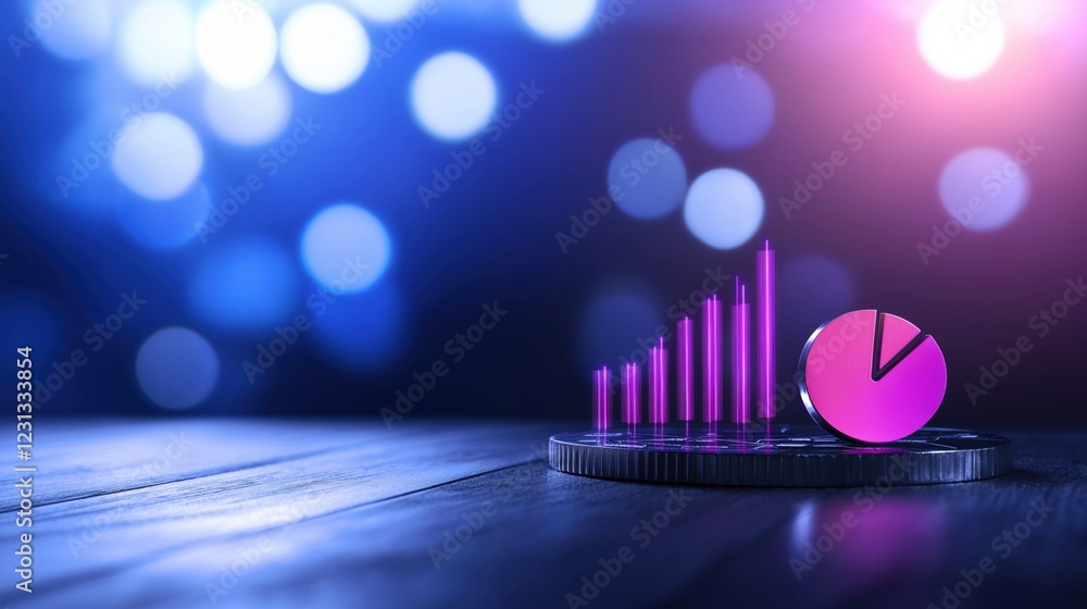 Poster a vibrant graphic featuring a pie chart and bar graph, symbolizing growth and data analysis against 