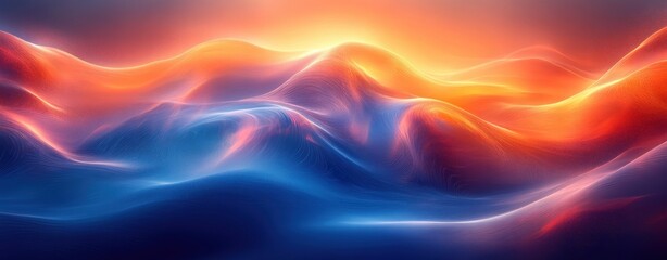 Obraz premium Abstract Wave Pattern with Blue and Orange Contrast in Soft Ambient Lighting