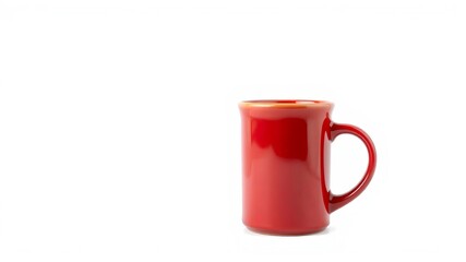 Obraz premium Red ceramic mug with shiny glaze isolated on white background, mug, kitchenware