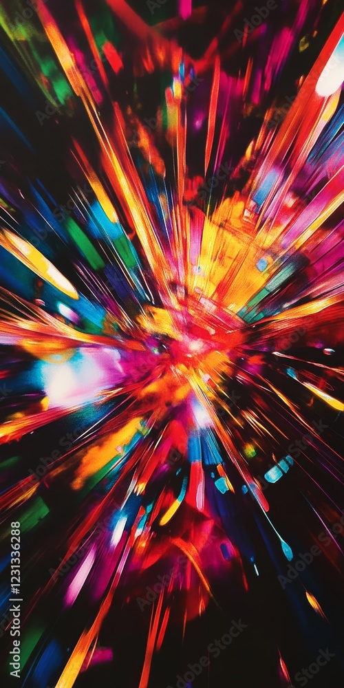 Poster a colorful explosion of light and color. the image is a vibrant and dynamic representation of a burs