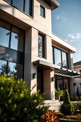 Fototapeta premium Modern House Exterior: Luxury Real Estate, Contemporary Architecture Design