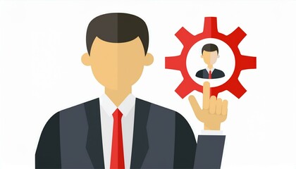 Business man in suit with tie. Human resources management select employee flat design. isolated on white, selective focus