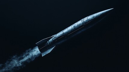 Naklejka premium Missile Launching in Dark Space