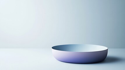 Empty Light Blue Gradient Bowl on White Background