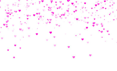 Pink hearts falling on transparent background