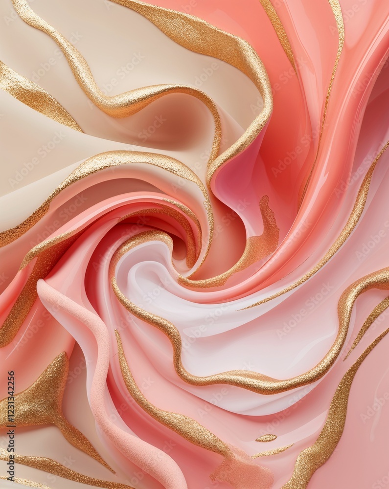 Poster a soft transition from pale sand into light coral with hints of gold marble swirl gradient backgroun