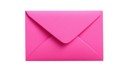 Bright pink envelope on transparent background