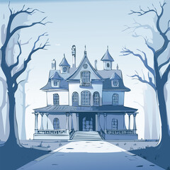 Spooky Haunted Mansion Vector illustration