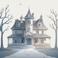 Spooky Haunted Mansion Vector illustration