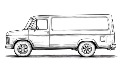 Professional Delivery Van Outline for Kids Coloring and Learning