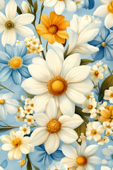  spring flowers in bloom. AI generative.